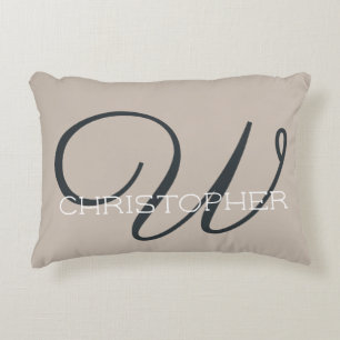 W Initialer Trendy Taupe-Tan Monogramm Neutral Dekokissen