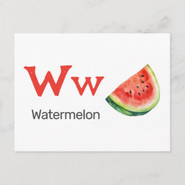 W is for Watermelon - Alphabet Flash Card Postkarte