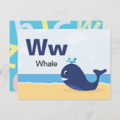 W is for Whale - Alphabet Flash Card Postkarte (Vorne/Hinten)