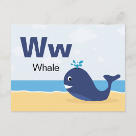 W is for Whale - Alphabet Flash Card Postkarte