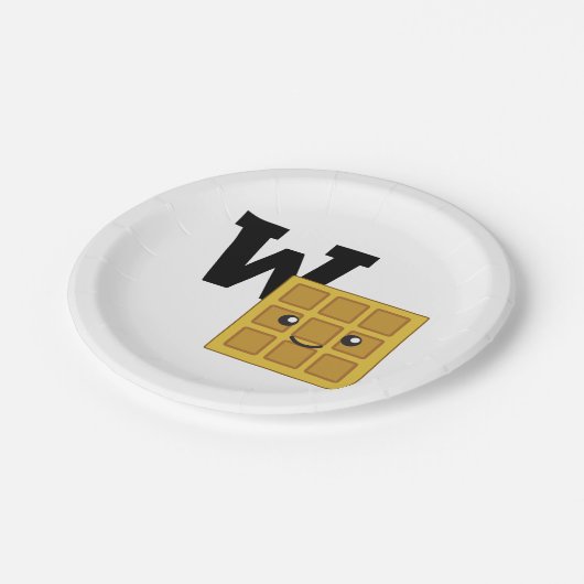 W ist für Waffle Pappteller (Schrägansicht)