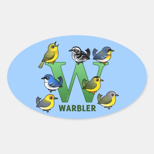 W ist für Warbler Ovaler Aufkleber (Vorderseite)