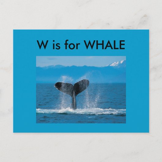 "W" ist für Whale Alphabet Flashcard Postkarte (Vorderseite)