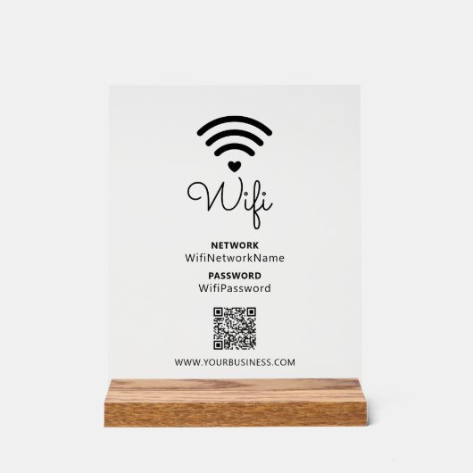 W-LAN Internetverbindung für Schwarz und Weiß Acrylschild (Vorderseite)