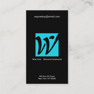 W Letter Alphabet Business Card Blue Black Visitenkarte