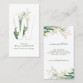 W Letter Monogram Gold Greenerity Blätter Elegant Visitenkarte (Vorne/Hinten)