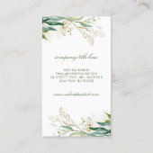 W Letter Monogram Gold Greenerity Blätter Elegant Visitenkarte (Rückseite)