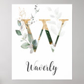 W Letter Monogram Greenerity Kinderzimmer Name Wal Poster (Vorne)