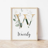 W Letter Monogram Greenerity Kinderzimmer Name Wal Poster