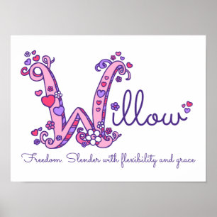 W Monogram Art Willow Girls Name bedeutet Plakat