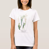 W Monogram Gold Greenery Blätter Elegant T-Shirt (Vorderseite)