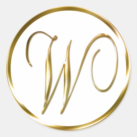 W Monogram Imitate Gold Umschlag oder Günstige Sie Runder Aufkleber (Vorderseite)