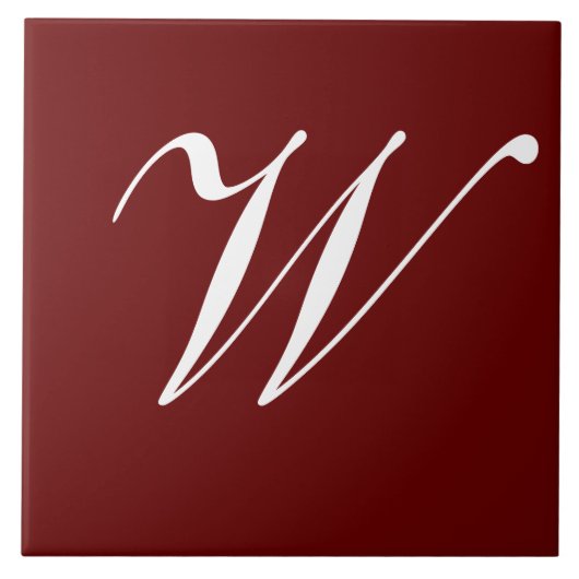 W Monogram Initial White on Maroon Fliese (Vorderseite)