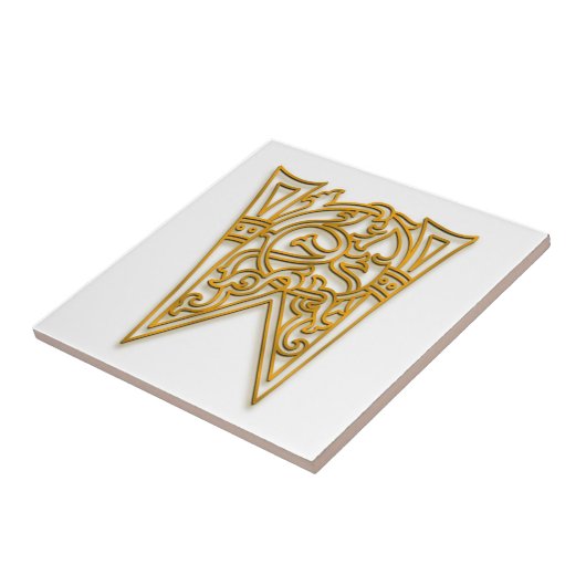 W Monogram "Irish Gold" Keramik Tile Fliese (Seite)