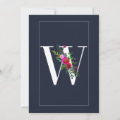 W Monogram letzte erste Hochzeit mit moderner Blau Einladung (Rückseite)