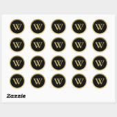 W: Monogram W Elegant Gold und Black Sticker (Blatt)