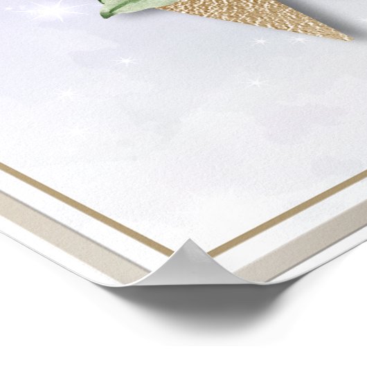 W Monogram White Rose Poster (Ecke)