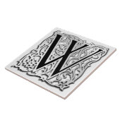 W Monogramm Keramik "Silver Besque" Fliese (Seite)