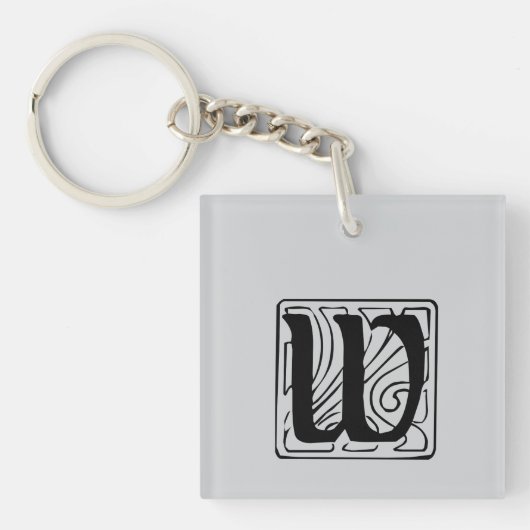W Monogramm schwarz Schlüsselanhänger (Vorderseite)