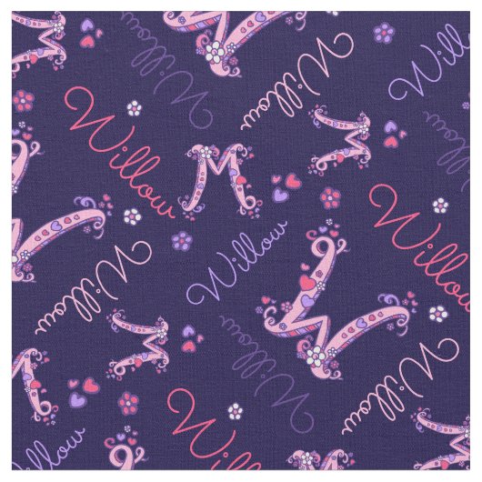 W Monogramm und personalisierte Bezeichnung Willow Stoff (Nahaufnahme)