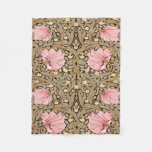 W Morris Pimpernchmuster in Pink & Sepia Fleecedecke (Vorderseite)