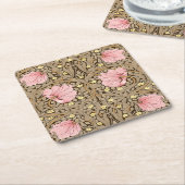 W Morris Pimpernchmuster in Pink & Sepia Rechteckiger Pappuntersetzer (angewinkelt)
