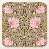 W Morris Pimpernchmuster in Pink & Sepia Rechteckiger Pappuntersetzer (Vorderseite)