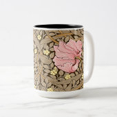 W Morris Pimpernchmuster in Pink & Sepia Zweifarbige Tasse (VorderseiteRechts)