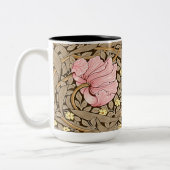 W Morris Pimpernchmuster in Pink & Sepia Zweifarbige Tasse (Links)