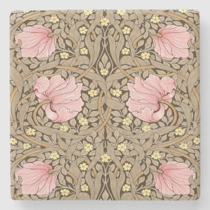 W Morris Pimpernell Muster in Pink und Sepia Steinuntersetzer