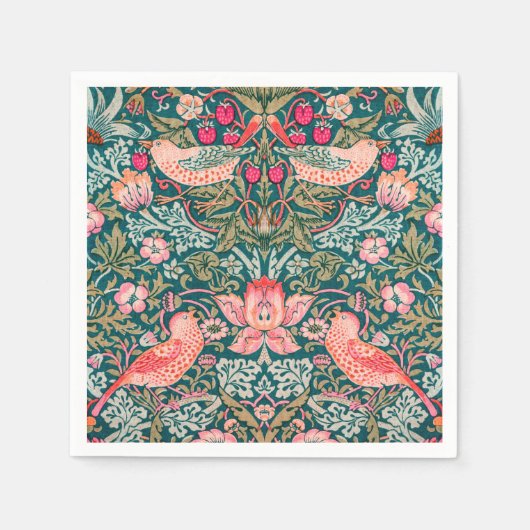 W Morris Pink Strawberry Thief Papier Serviette (Vorderseite)