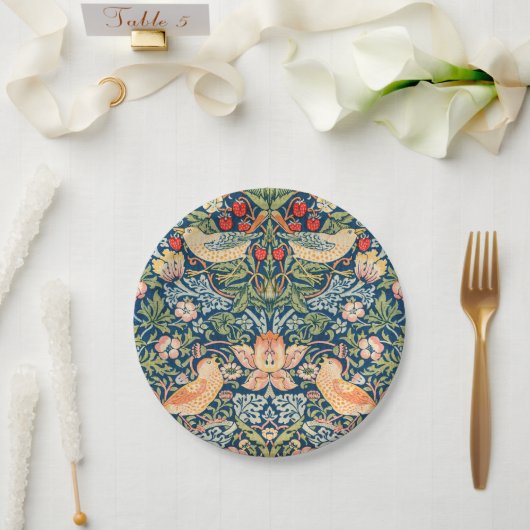 W Morris Strawberry Diief Round Paper Plate Pappteller (Hochzeit)