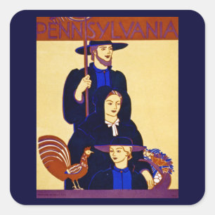 W.P.A. Pennsylvania Travel Poster Vintag Quadratischer Aufkleber
