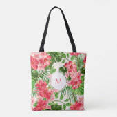 W Personalisierter Hibisken Blume Monogramm Totbeu Tasche (Rückseite)