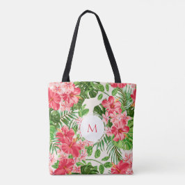 W Personalisierter Hibisken Blume Monogramm Totbeu Tasche