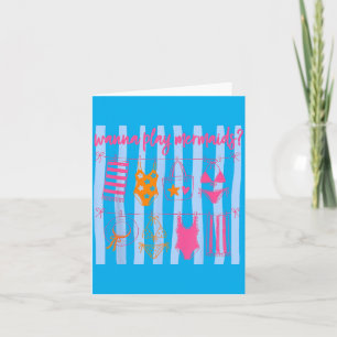 W Play Mermaids Preppy Girly Sommer Vibes Strand Karte