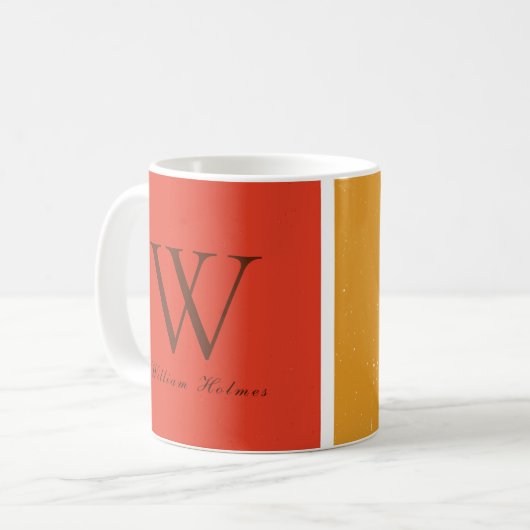 W Rainbow Stripes Custom Initial Kaffeetasse (Vorderseite Links)