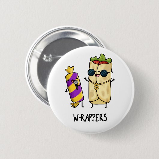 W-Rappers Funny Food Pun Button (Vorne & Hinten)