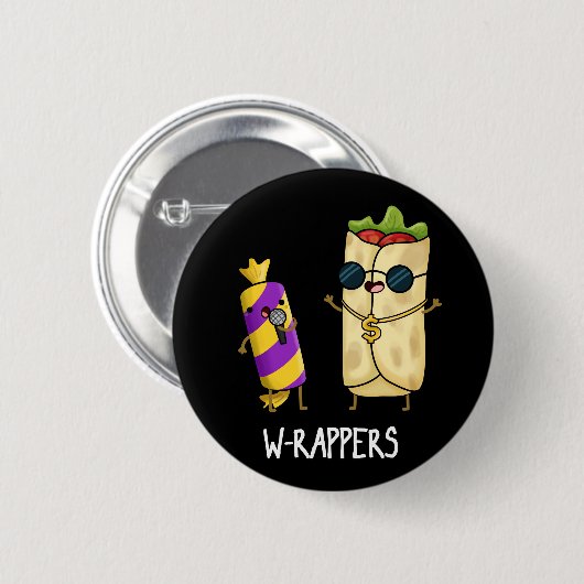 W-Rappers Funny Food Pun Dark BG Button (Vorne & Hinten)
