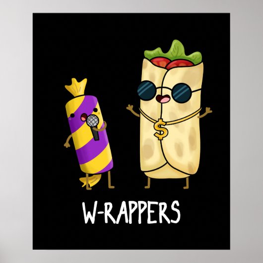 W-Rappers Funny Food Pun Dark BG Poster (Vorne)