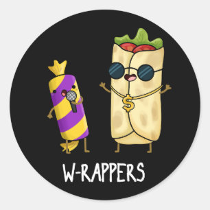 W-Rappers Funny Food Pun Dark BG Runder Aufkleber