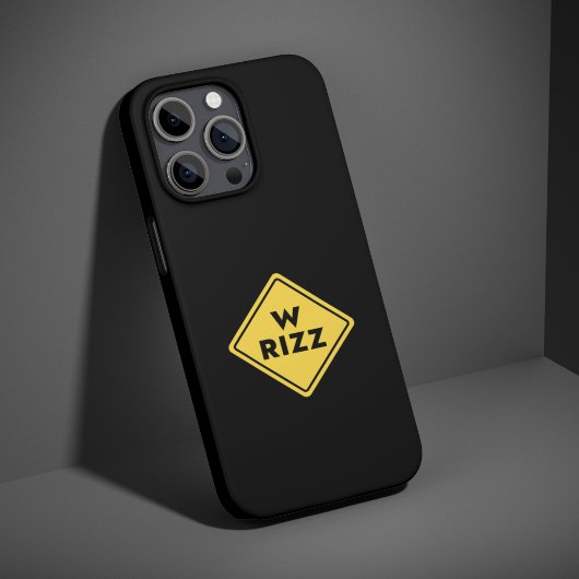 W rizz US warning sign Meme Funny Quote iPhone Hülle