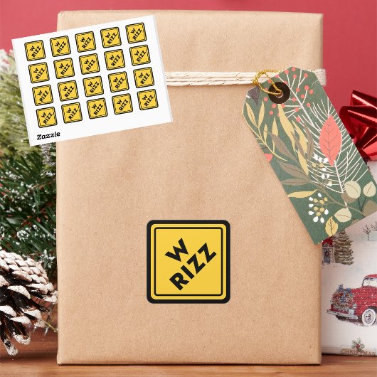 W rizz US warning sign Meme Funny Quote Quadratischer Aufkleber