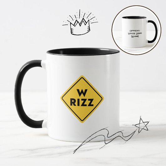 W rizz US Warnschild Meme Lustiger Spruch Tasse
