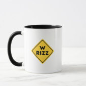 W rizz US Warnschild Meme Lustiger Spruch Tasse (Links)
