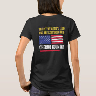 (W-Schwarz) US-Flagge / Musik ist laut & Schritte T-Shirt