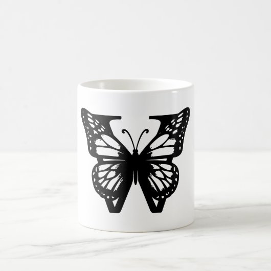 W Schwarzer Butterfly Verwandlungstasse (Mittel)