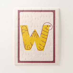 🪱W steht für Wurm – Süßes Tier-Alphabet Puzzle