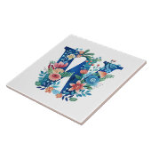 W verzierte florale Monogramm Fliese (Seite)