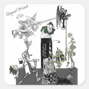 W.W. Denslow Originale Wizard of OZ Illustrationen Quadratischer Aufkleber